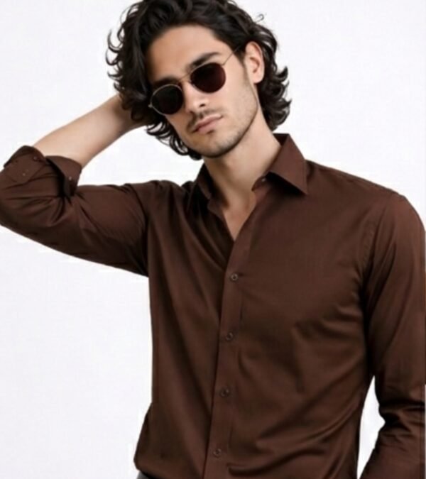 Premium Shine Formal Shirt Brown